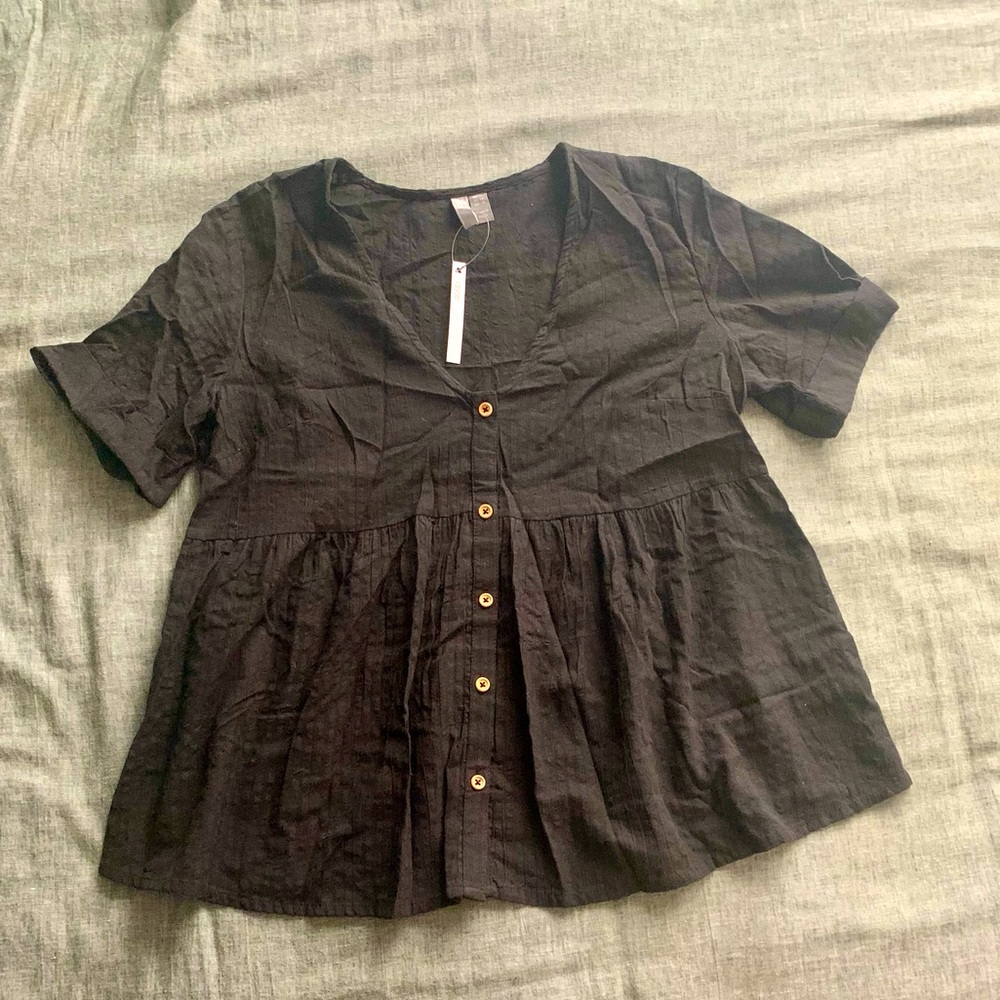Black asos button up maternity top